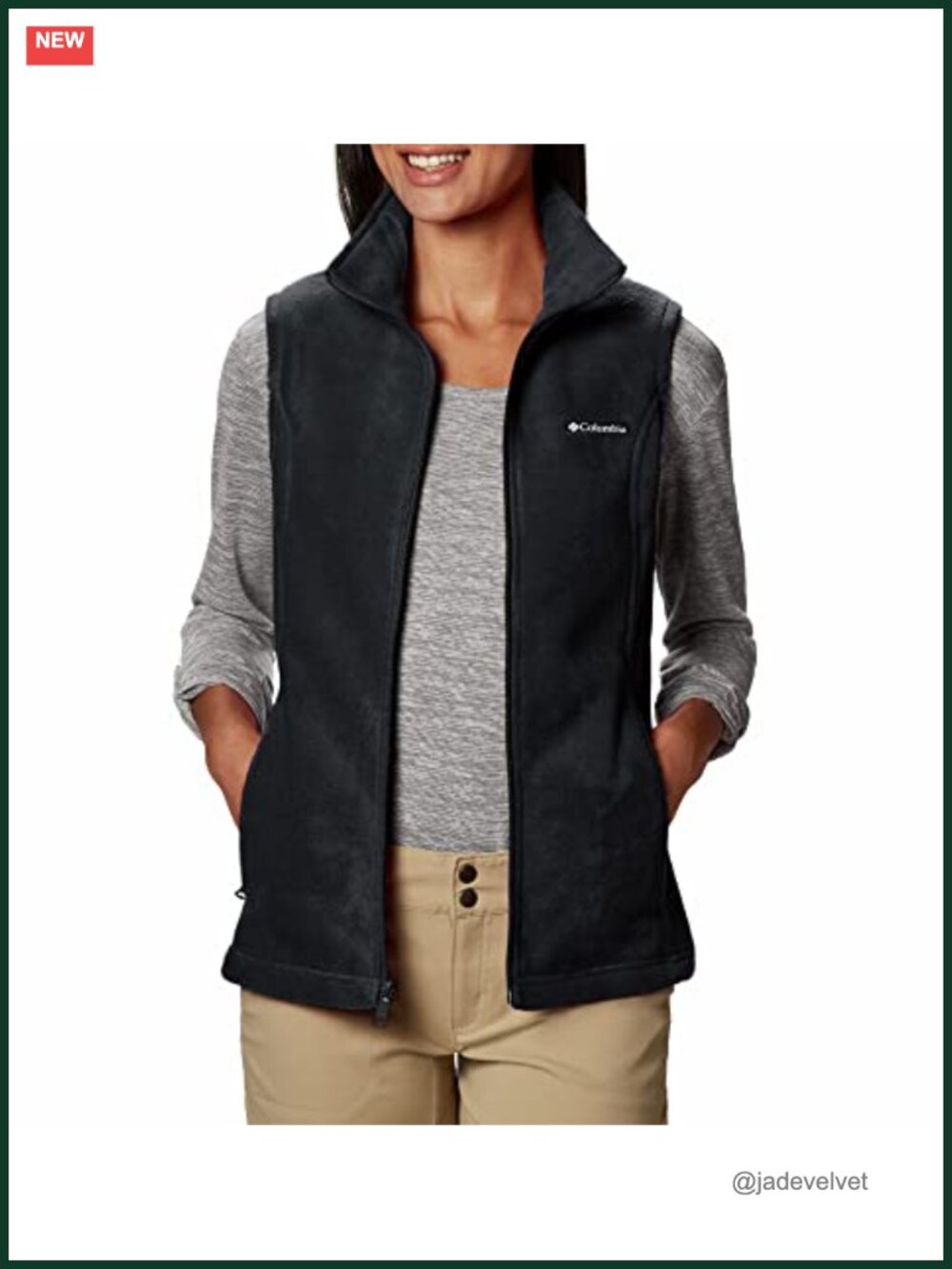 Women's Fleece Vest Sleeveless Zipper Pockets Outdoor Layer - Picture 4 of 4